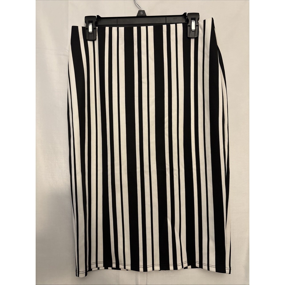 NYCC New York Clothing Co. Women's Pencil Skirt Bodycon Black White Striped S